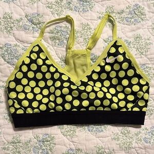 Nike Women's Sports Bra - Black and Yellow Polka Dot